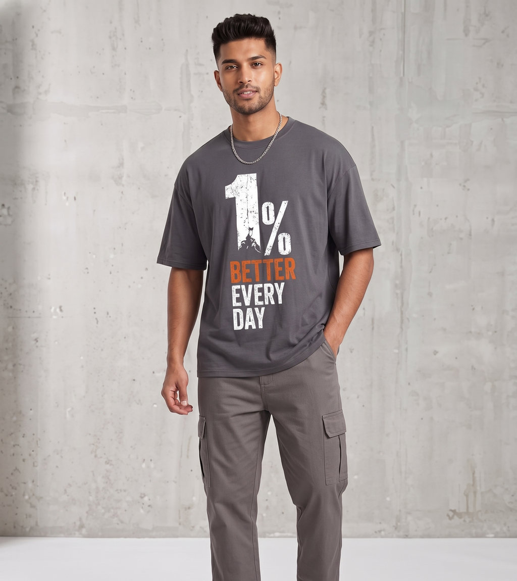 1% Better Every Day Oversized Graphic T-Shirt | Heavyweight Streetwear Tee