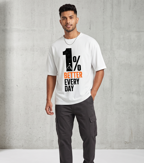 1% Better Every Day Oversized Graphic T-Shirt | Heavyweight Streetwear Tee