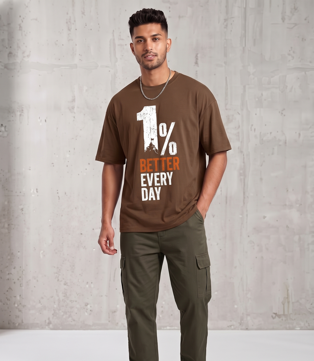1% Better Every Day Oversized Graphic T-Shirt | Heavyweight Streetwear Tee
